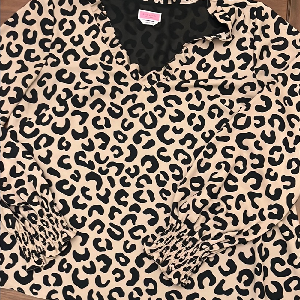 Kate Spade Black and Tan Animal Print Blouse